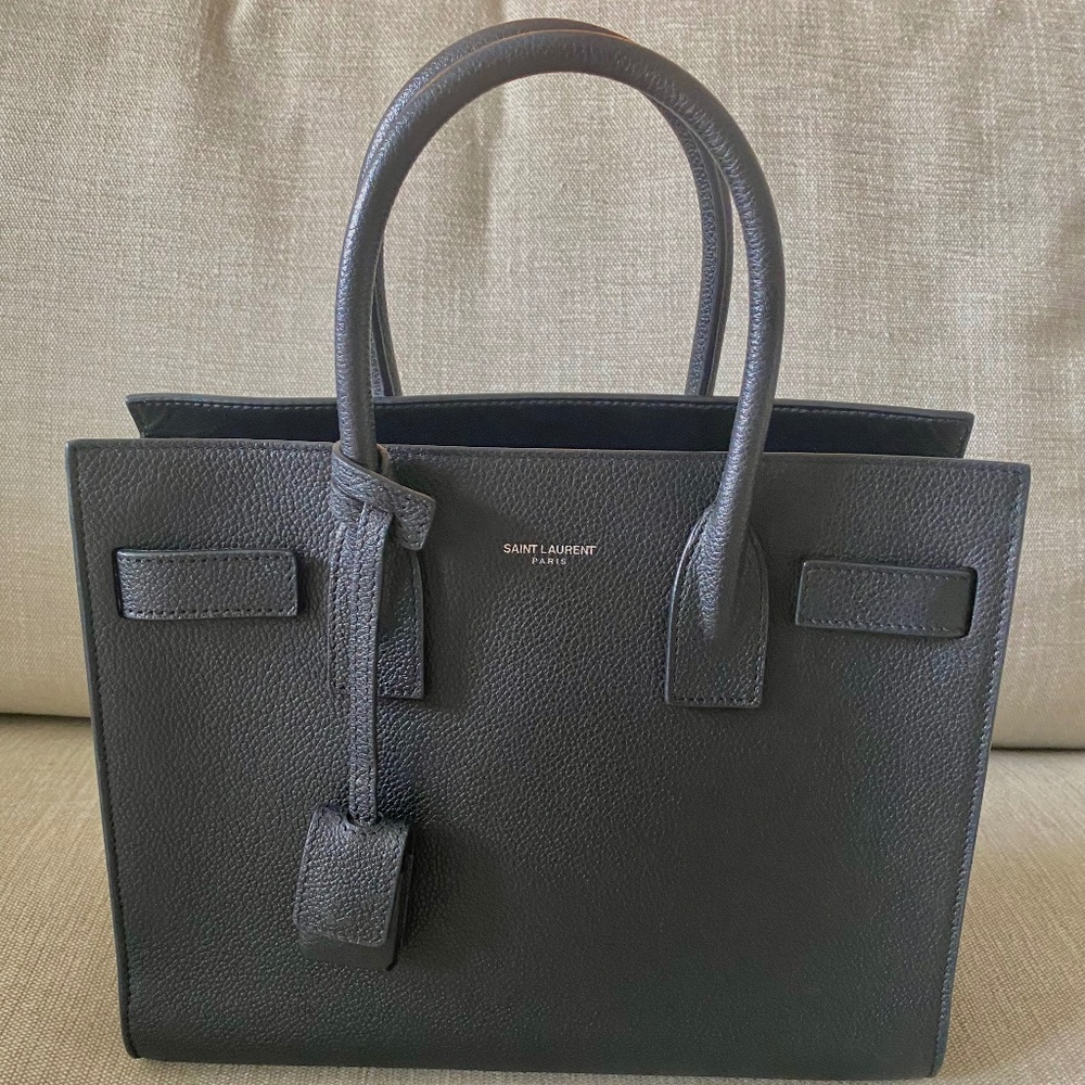 Saint Laurent BABY Sac de jour in black grained leather